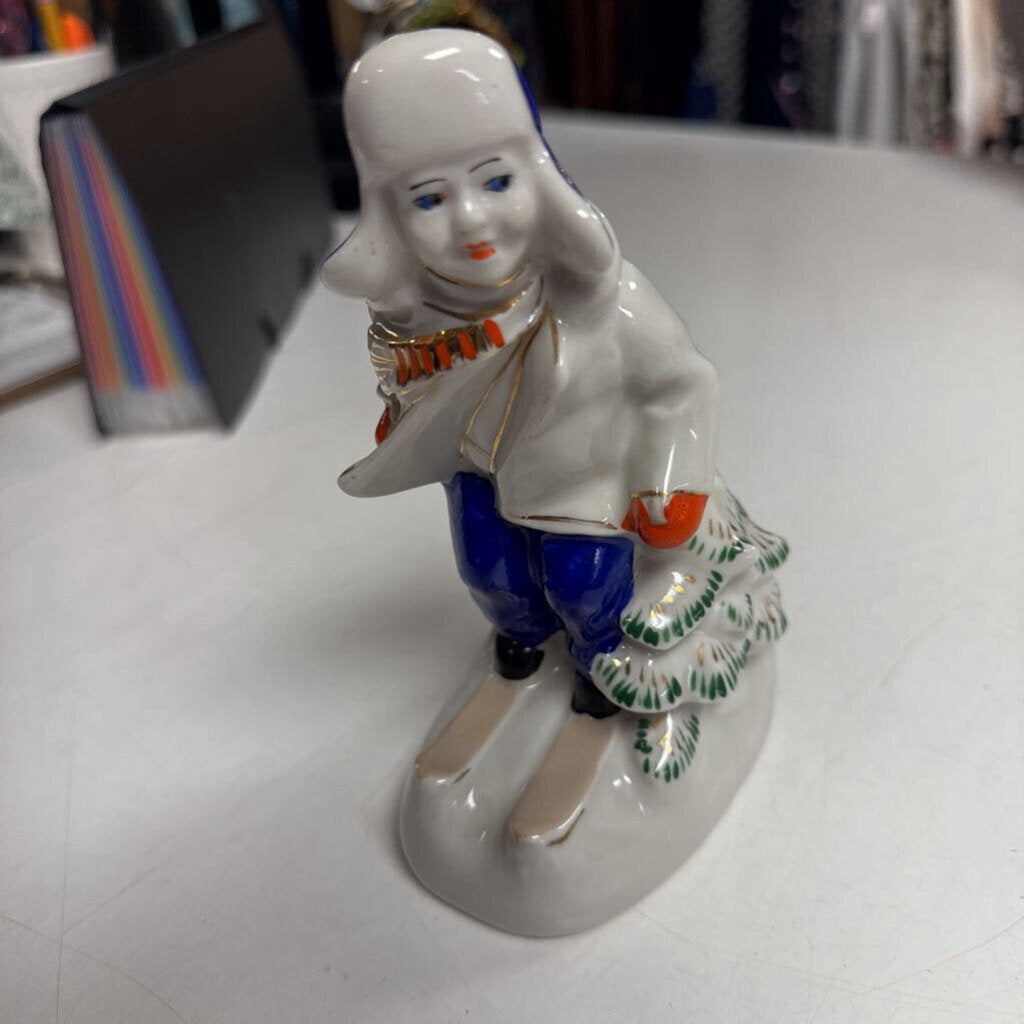 Porcelain Boy Skier Figurine