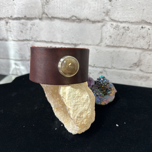 Leather Petoskey Stone Bracelet