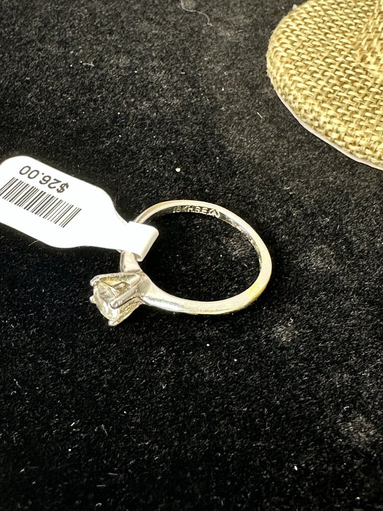 SIlver Marked Clear Stone Ring