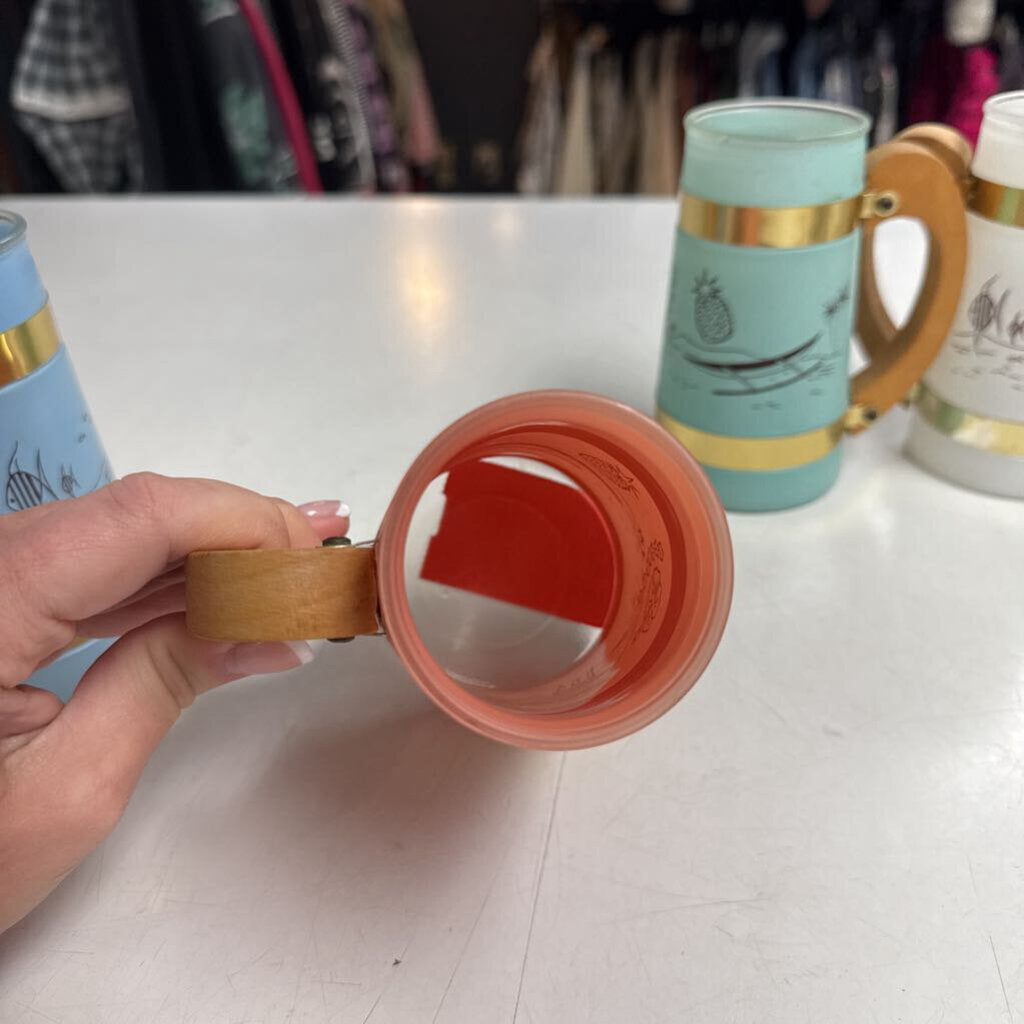 Vintage Frosted Tropical Tiki Mugs (5)