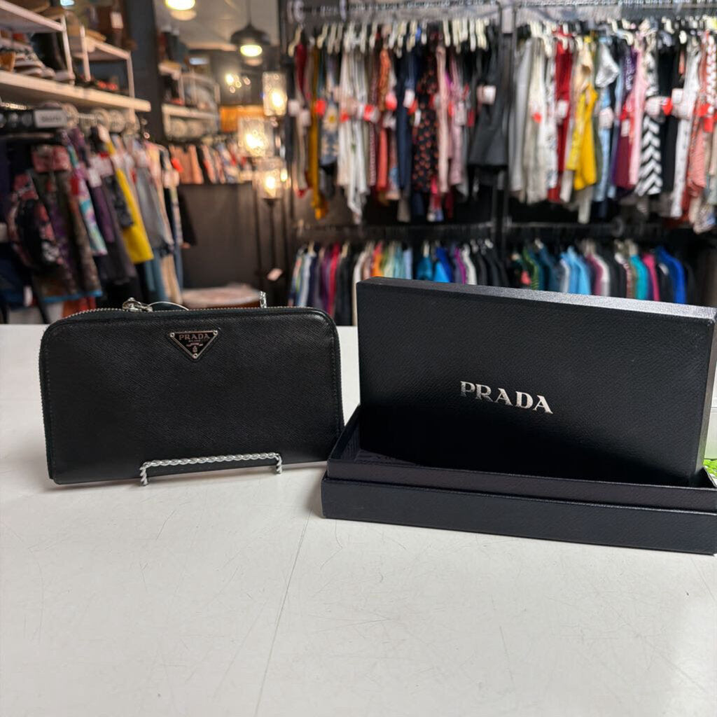 Saffiano Leather Zip Around Wallet
