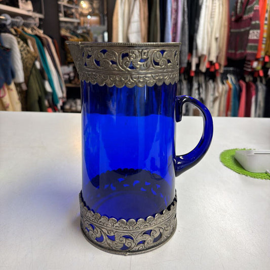 Cobalt Pitcher w/ Silver Filigree
