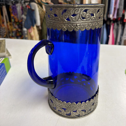 Cobalt Pitcher w/ Silver Filigree