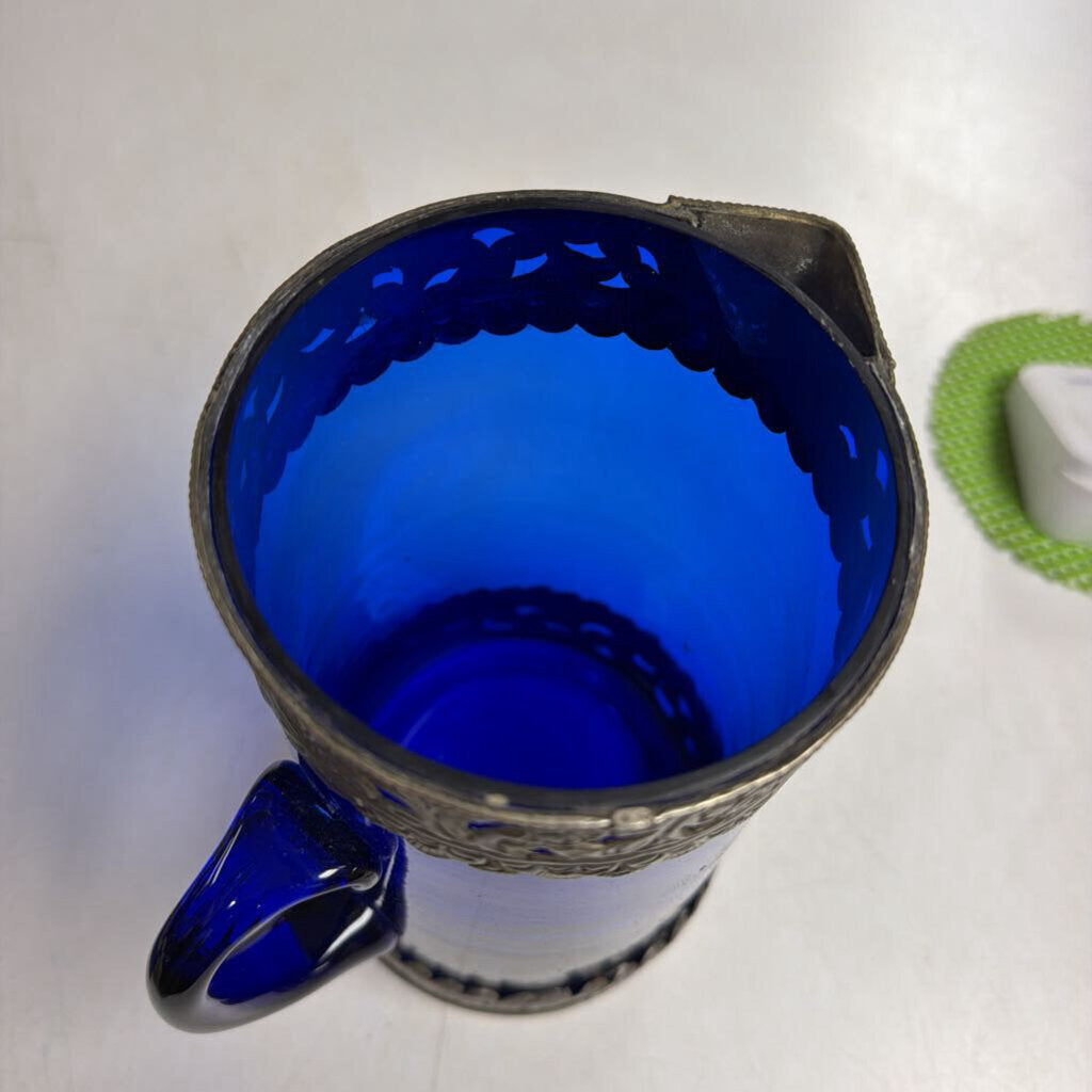 Cobalt Pitcher w/ Silver Filigree