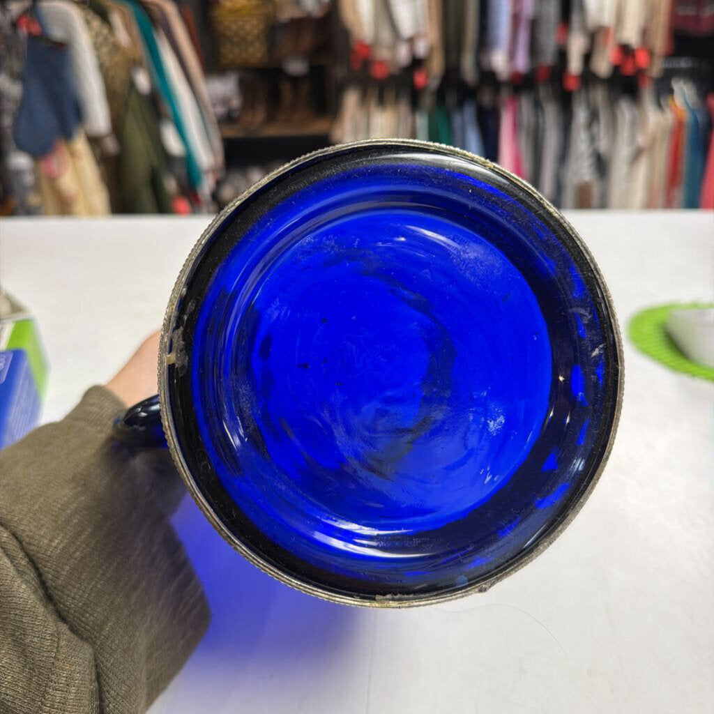 Cobalt Pitcher w/ Silver Filigree
