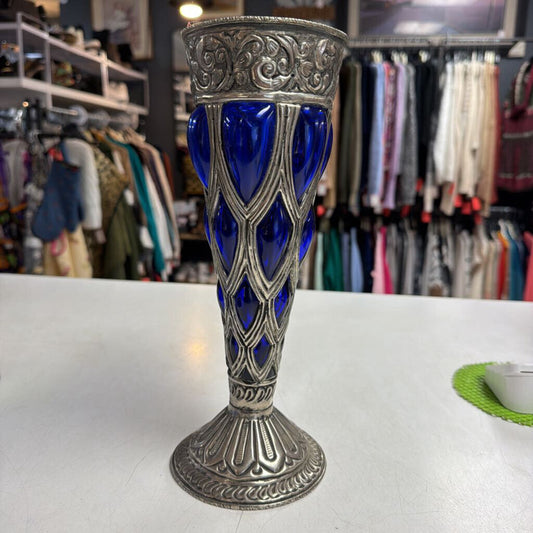 Cobalt Vase w/ Silver Filgree
